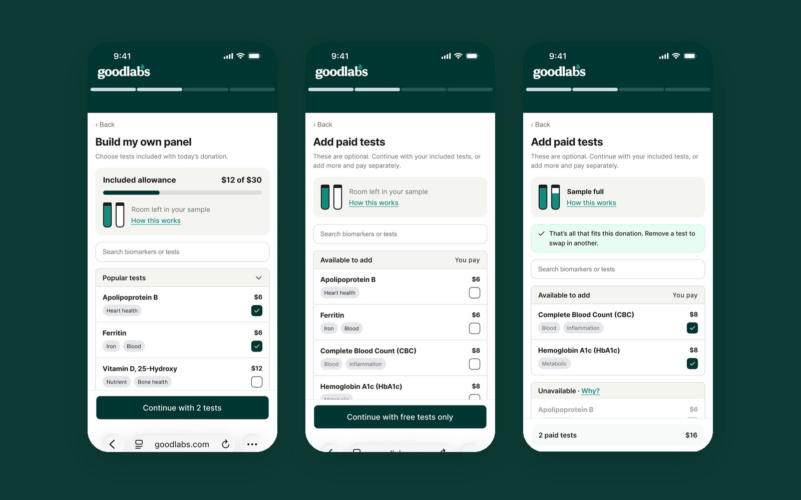 Mobile: build your panel, add paid tests, review